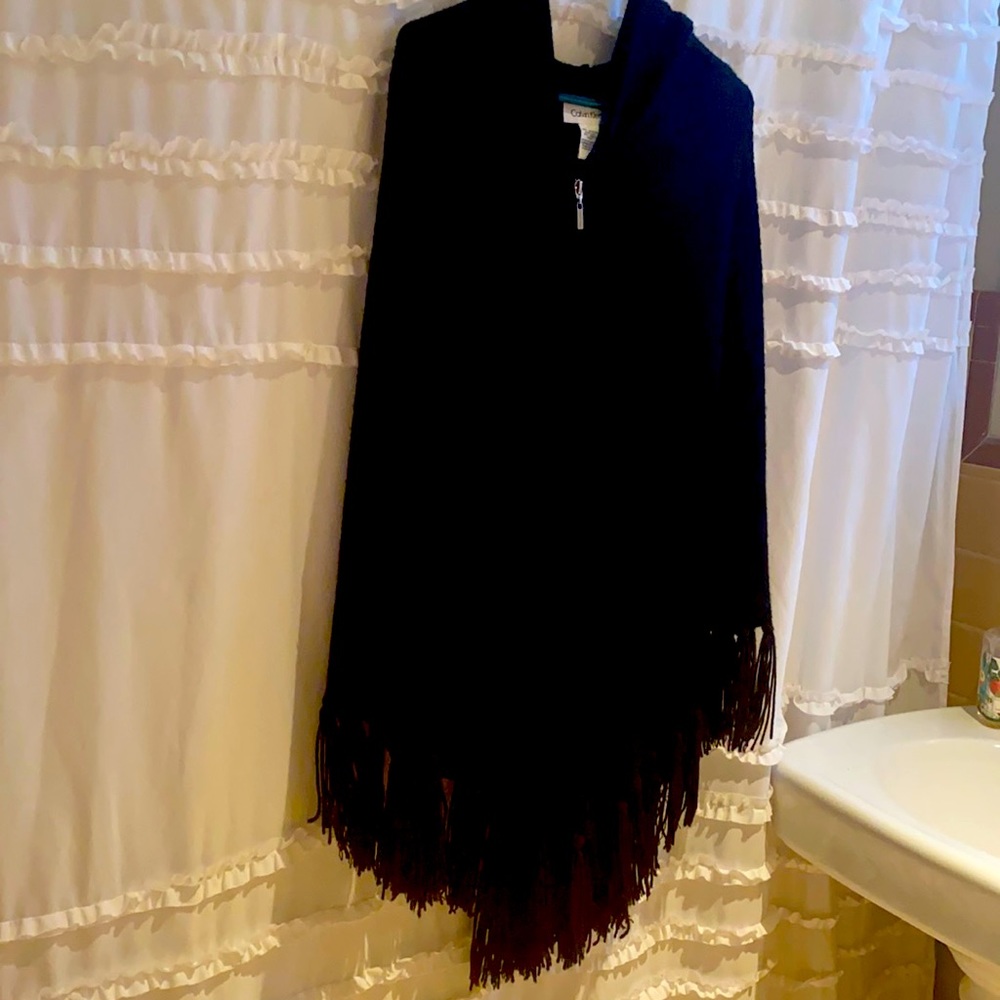 Calvin Klein front zip hooded poncho Large